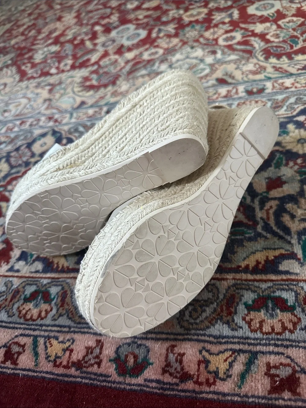 KATE SPADE FRENCHY White Espadrille Wedge Espadrille Sandals with Ankle Strap